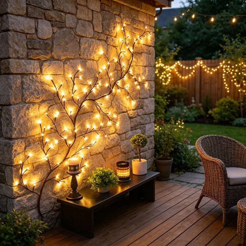 

72LED Vine Light with 8 Modes USB Powered Outdoor Indoor LED Night Light Fireplace Room Wall Atmosphere Decorative Light