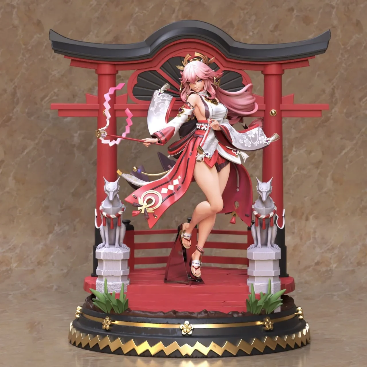 Game animation Genshin Impact Yae Miko chip Scene 1 / 24 GK 1 / 12 hand-made 3D printed resin model nude color