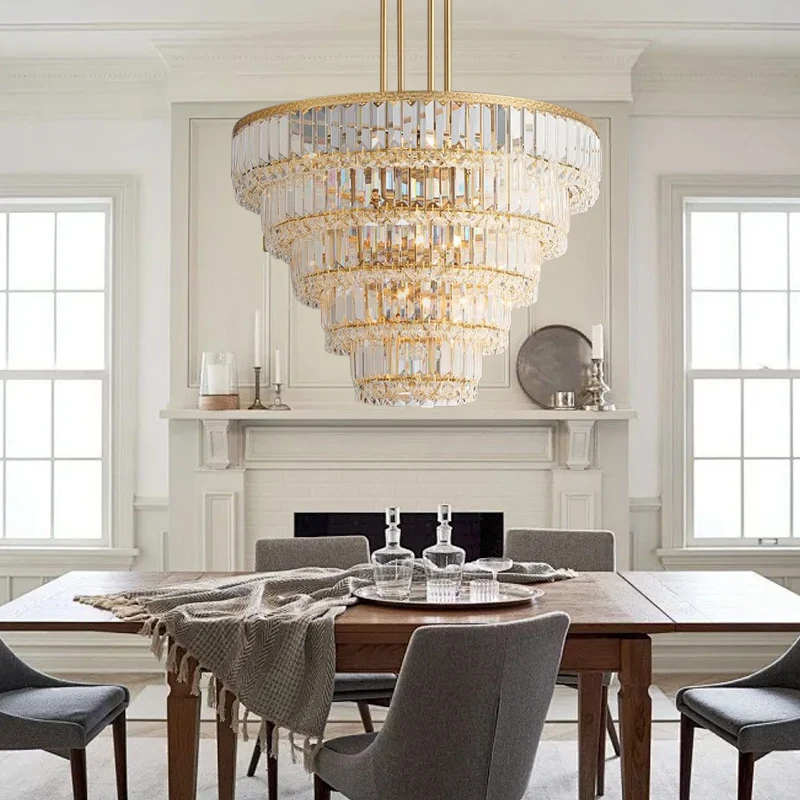 Led Clear Crystal Round Pendant Lights Big Above Living Room Home Decoration Nordic Luxury Elegant