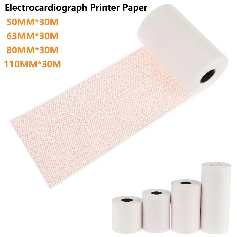 Electrocardiograph Printer Paper Thermal ECG Paper Clear Accurate Grid High Sensitivity For Hospital Use 50/63/80/110mm