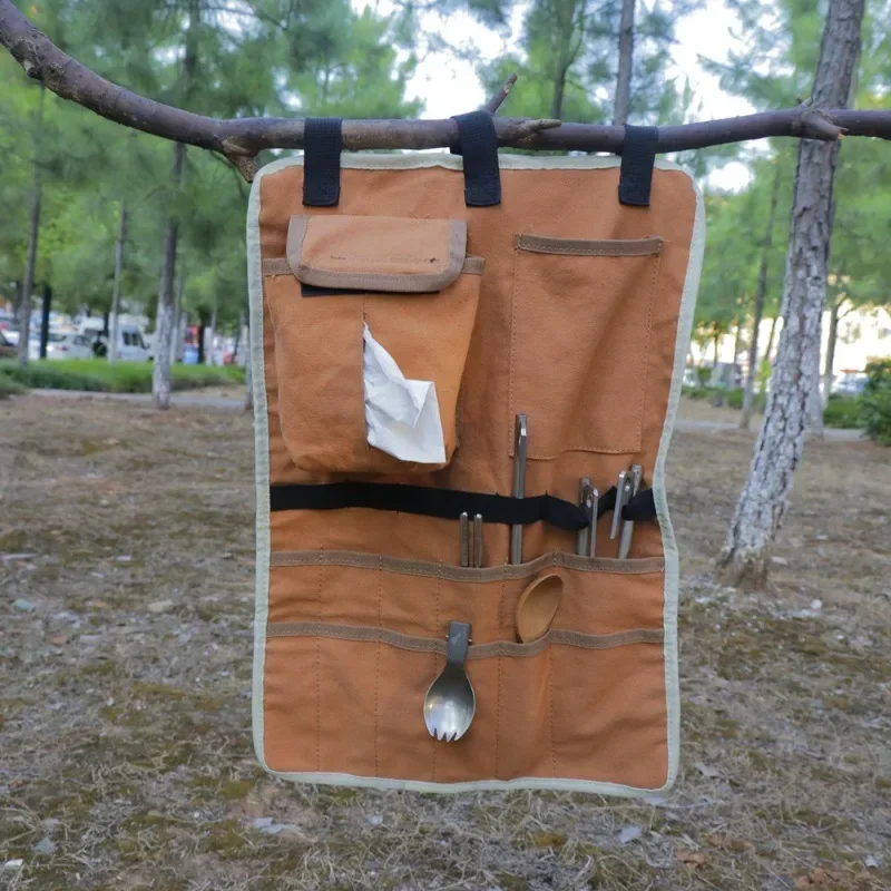 

Camping shelf storage bag, outdoor multifunctional canvas hanging bag, Tent canopy hanging bag, Paper towel bag