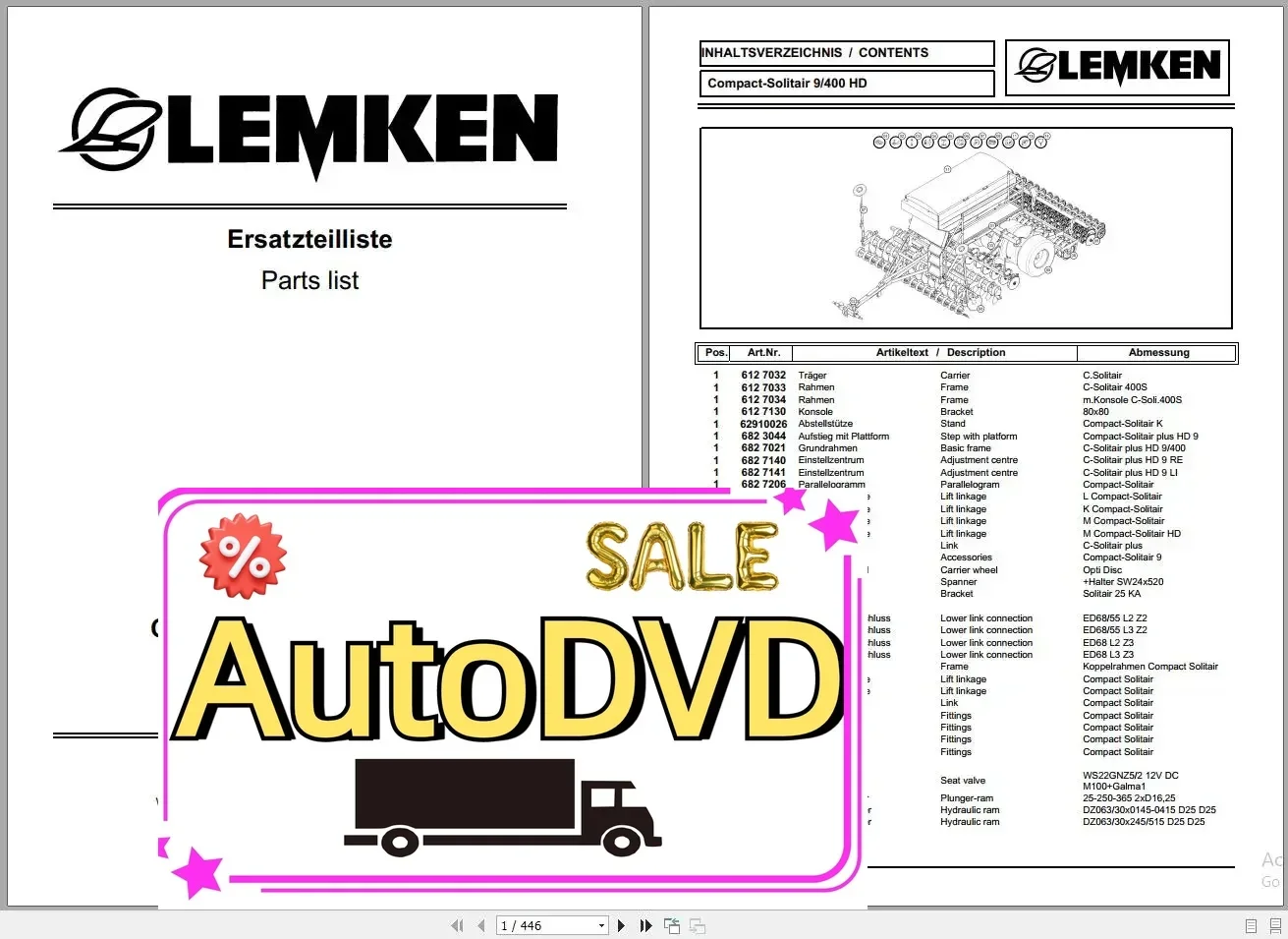 

АвтоDVD Lemken Сельскохозяйственный список запчастей в формате PDF, 8,14 ГБ, обновление 2022 г.
