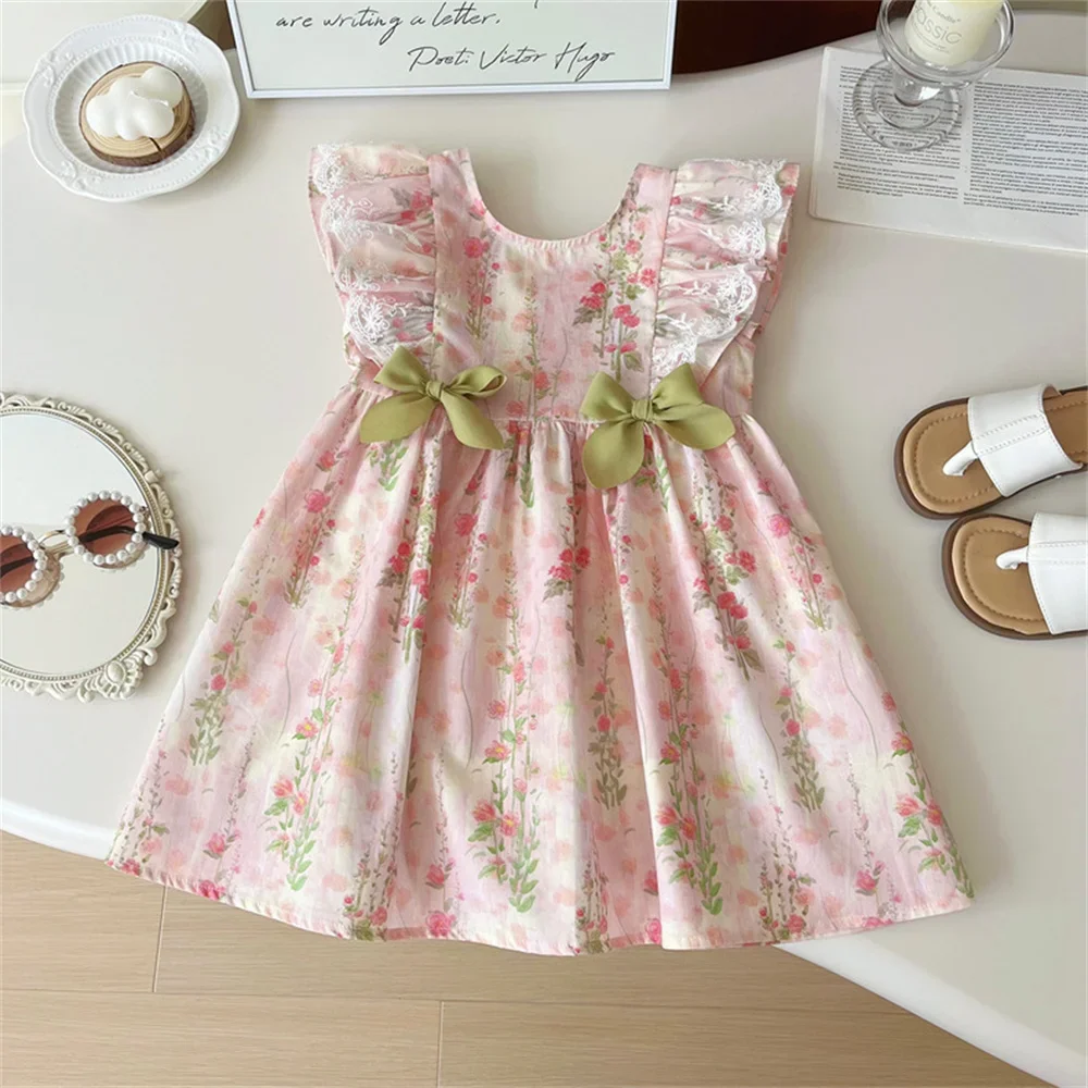 

Summer Kids Clothes Cotton Sleeveless Print Princess Dresses for Girls Clothing Children Birthday Dress Baby Girl Princess Dress