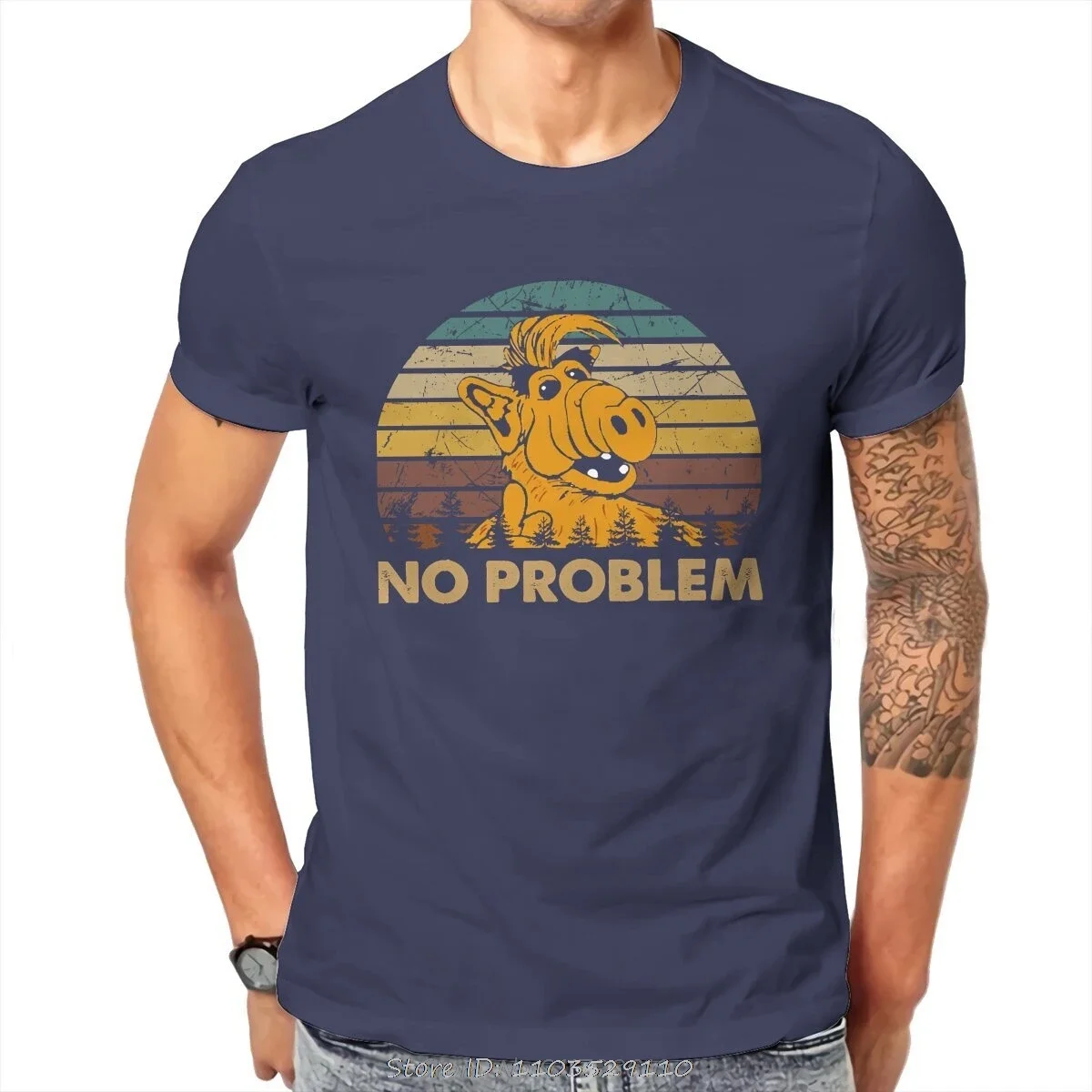 No Problem Hipster T-Shirt ALF The Animated Series Men Harajuku Fabric Streetwear T Shirt Fashion O-neck Oversized Tshirt Tops view 4