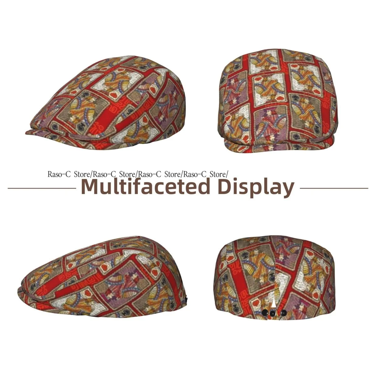 Flat Cap Men Women Newsboy Cap Playing Cards Pattern Jacks Poker Art Driving Bunnet Ivy Hat Bakerboy Hat Spring Summer Boina
