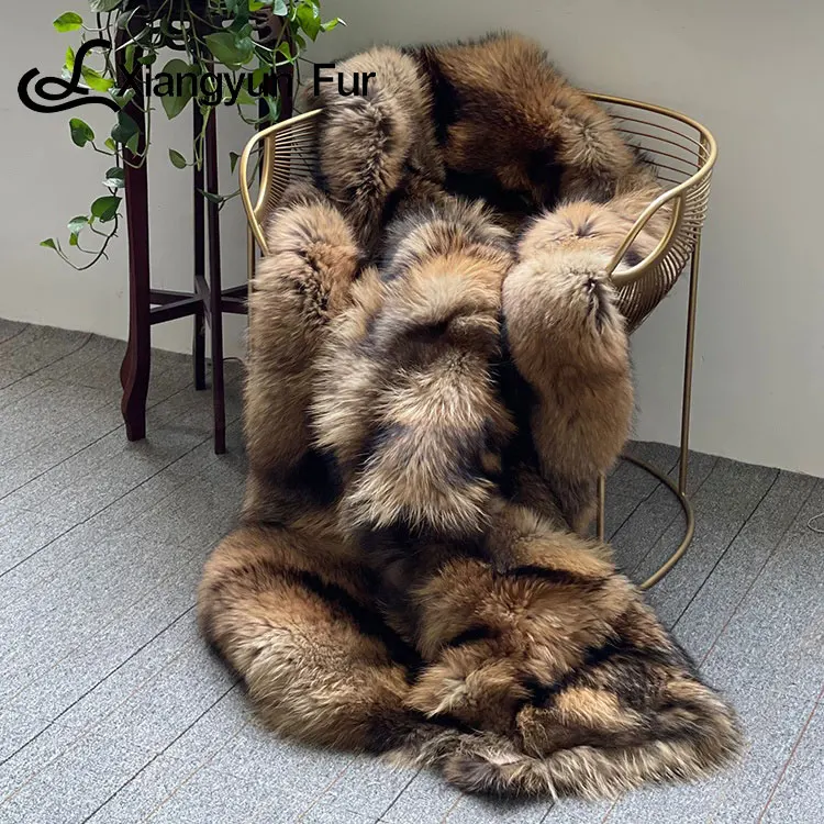 Soft Chunky Animal Skin Design Warm Elastic Weighted Winter Fur Blankets For Winter