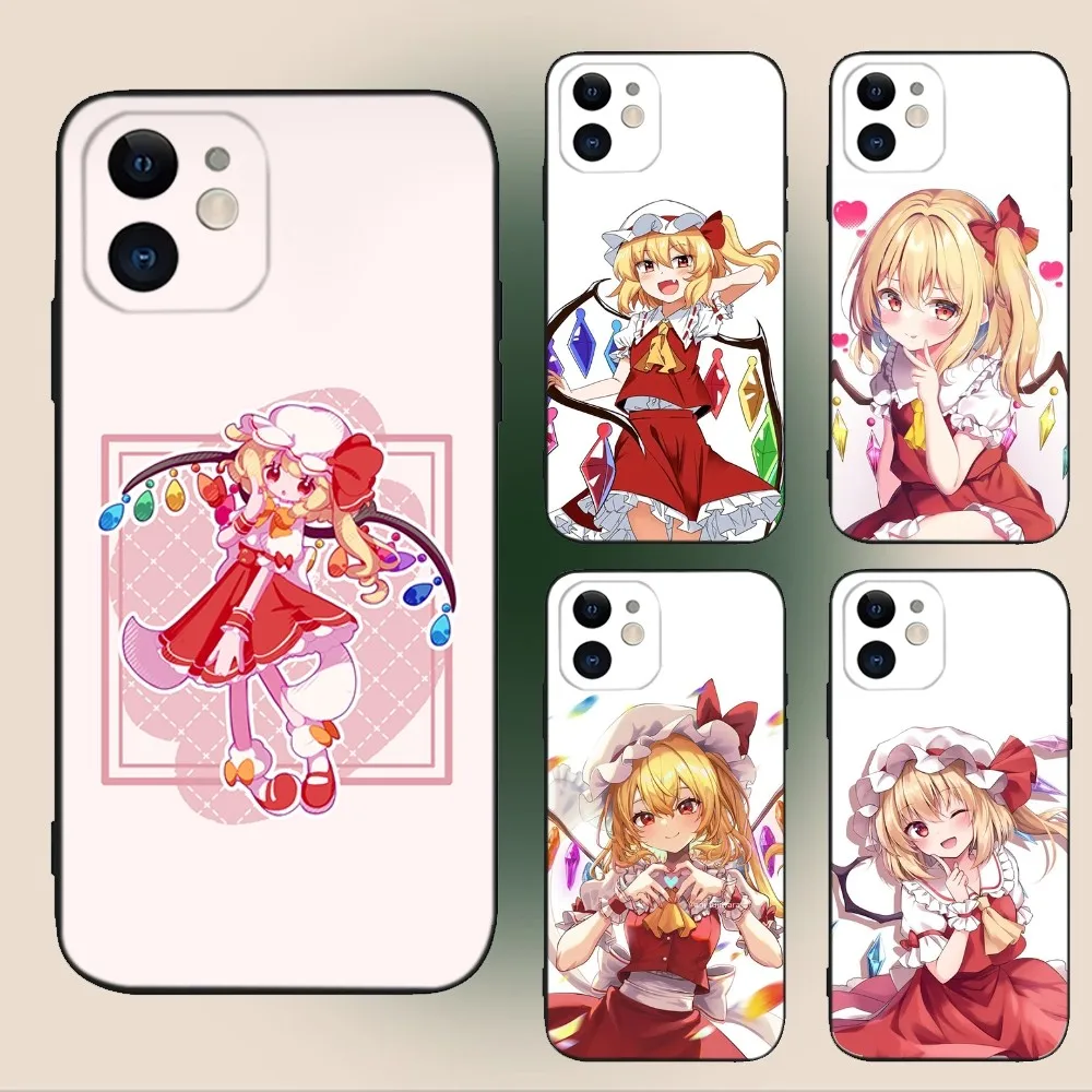 Flandre Scarlet TouHou Phone Case For iPhone 15,14,13,12,11,Plus,Pro Max,XS,X,XR,SE,Mini,8,7 Soft Silicone Black Cover