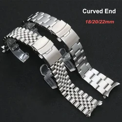 Stainless Steel Strap 18mm 20mm 22mm Curved End Metal Watchband for Seiko Diving Replace Wristband Men Women Watches Accessories