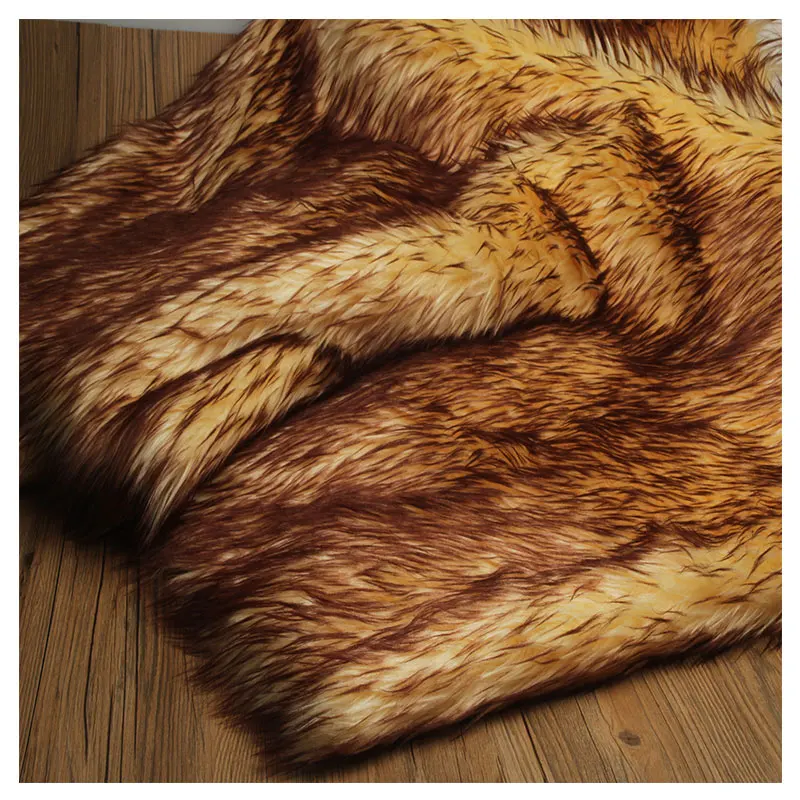 Beach wool fox fur faux plush fur fabric for winter coat pillow case vest Fur collar 5cm long hair plush fur tissu telas