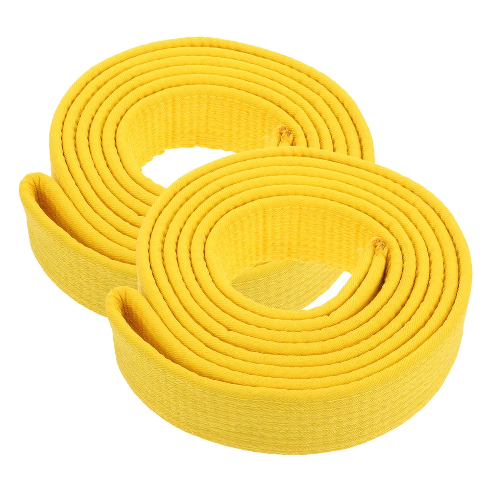 

2pcs Cotton Taekwondo Belt Yellow Karate Waist Band For Martial Arts Training Lightweight Washable Non-Fading Comfortable For