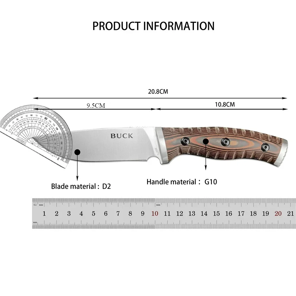 BK 853 G10 Hunting Pocket Knife D2 Steel Blade High Quality Camping EDC Survival Knife Self Defense Tactical Knife with Sheath