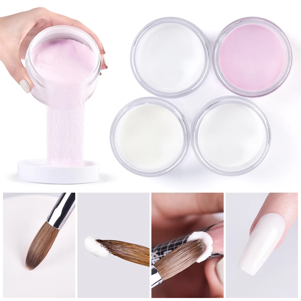 KADS-Poudre Acrylique 3D Semi Transparente pour Extension d'Ongles, Liquide Blanc, Rose Clair, pour Nail Art, 25/120g