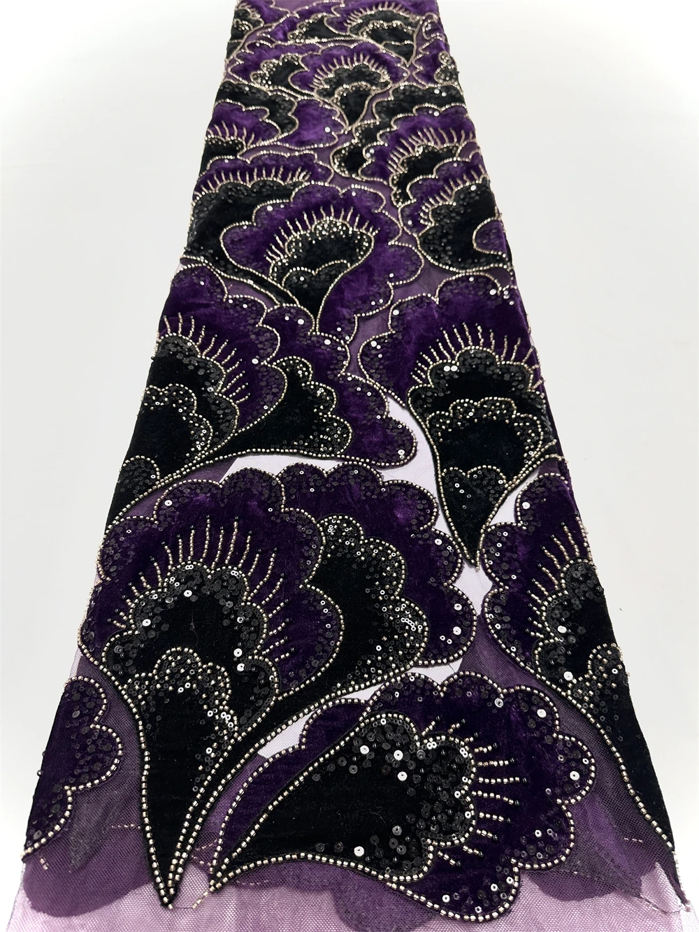 Kain Renda Beludru Afrika Baru 5 Yard Gaun Pengantin Kualitas Tinggi Kain Renda Nigeria Bordir Payet Mewah