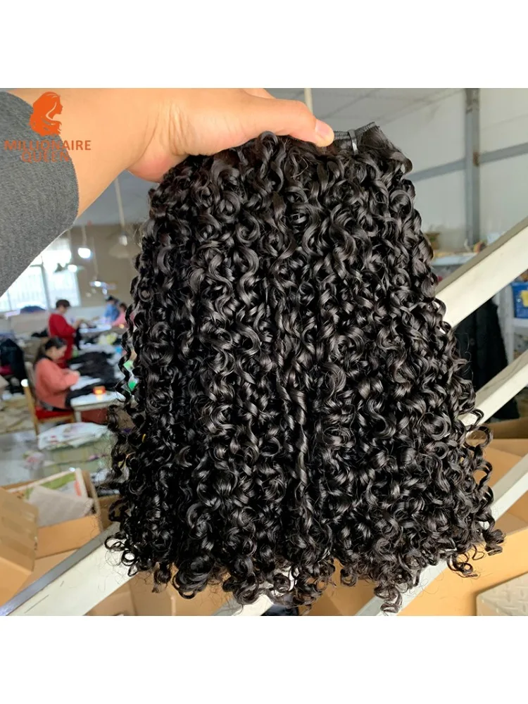3B3C Birmese Pixie Krullend Haar Bundels Maagdelijk Menselijk Haar Birmese Vietnamese Ruwe Menselijk Haar Extensions Groothandel Voor Volledig Hoofd 18A - afbeelding 2