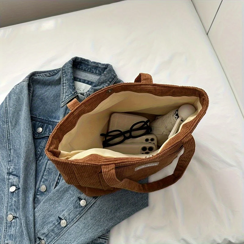 Вельветовая сумка через плечо для женщин, большая сумка-тоут в стиле Mori, кошелек для подмышек, 1 шт.