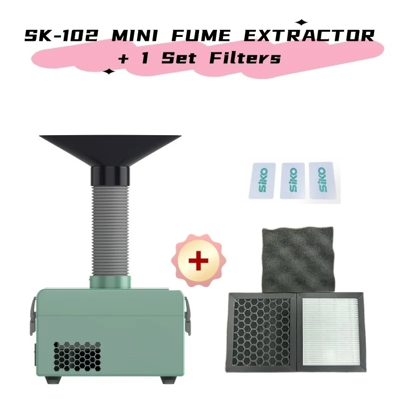 SIKO SK-102 Solder iron Smoke Absorber ESD Fume Extractor Smoking Instrument with 3pcs Addition Activated Carbon Filter Sponge