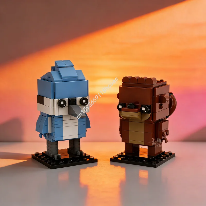 

230 деталей MOC Brickheadz Мордекай и Ригби из «Регулярного шоу», конструктор, архитектурные блоки, рождественские подарки, игрушки, идеи для творчества, развивающие игрушки