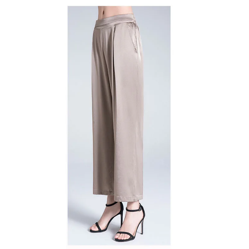 Fengbaoyu natuurlijke pure zijde loszittende casual damesbroek met wijde kuit, koel en comfortabel in de zomer, zacht en lichtgewicht