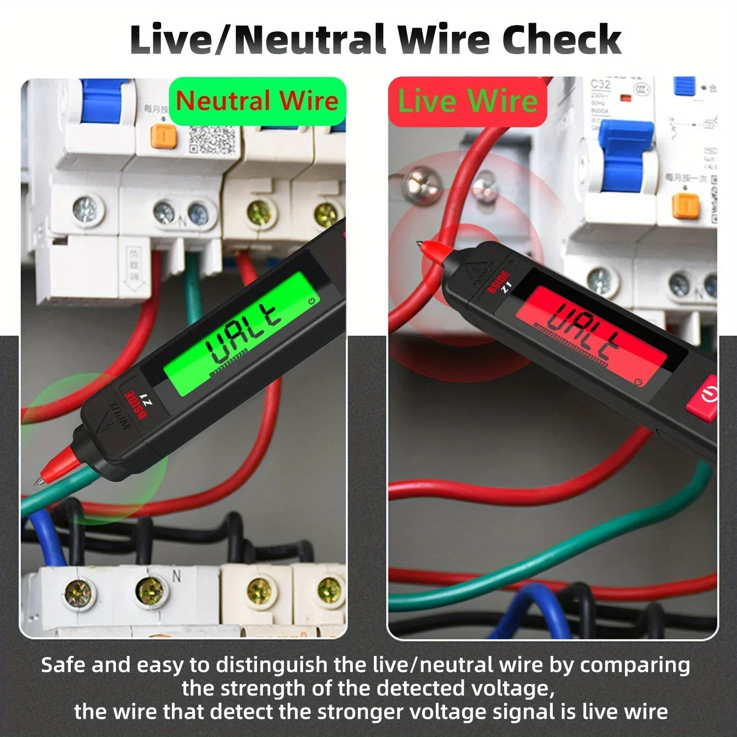 BSIDE Z1 Digital Multimeter Tester Smart Pen Type Voltage Detector DC AC Capacitance Ohm NCV Hz Diode Continuity Meter 2024