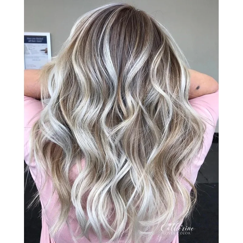 Balayage Brown with Blonde Wave Highlights Lace Front Wig   Human Hair Wigs