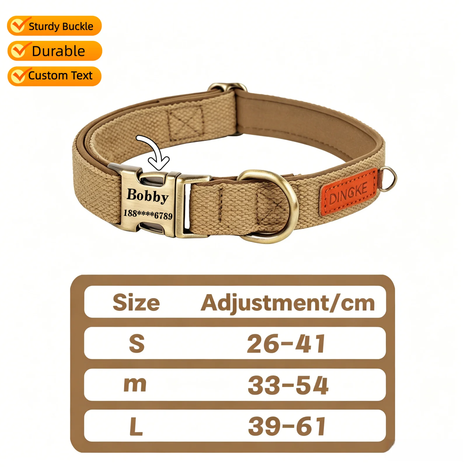 Personalisiertes, individuelles Hundehalsband aus Nylon, kostenlose Gravur mit Haustiernamen, ID-Schnalle, Halskette, verstellbar für kleine, mittelgroße und große Hunde – Detail 13
