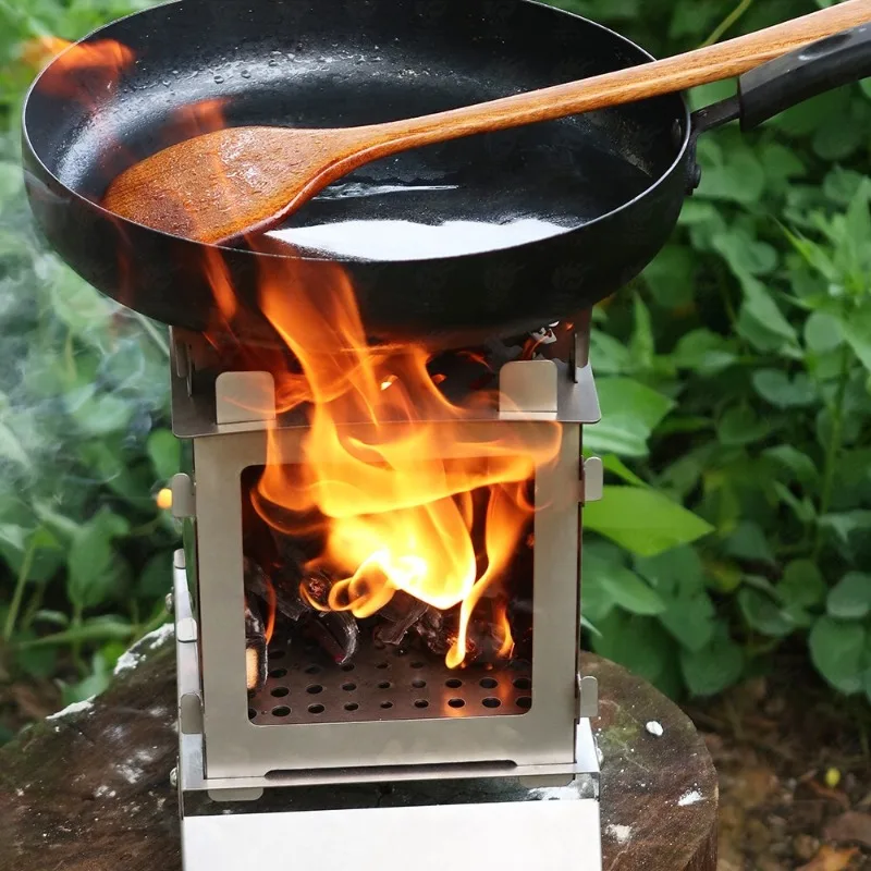 Outdoor camping barbecue portable firewood stove insert rocket stove wild fire