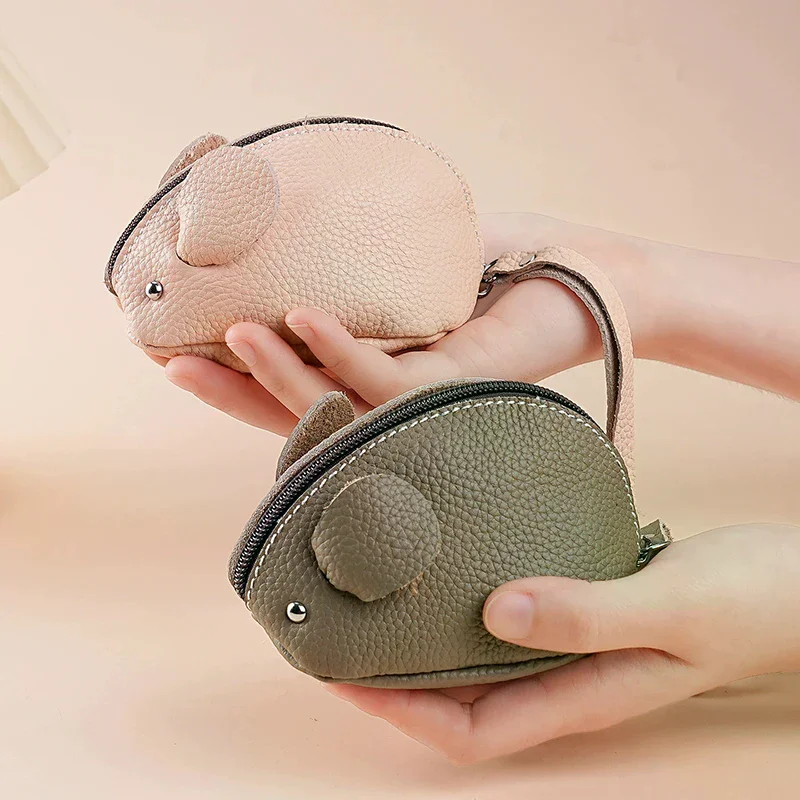 

Cowhide Children's Wallet, Genuine Leather Mouse Cartoon Key Pouch, Multifunctional Hand-Held Storage Bag