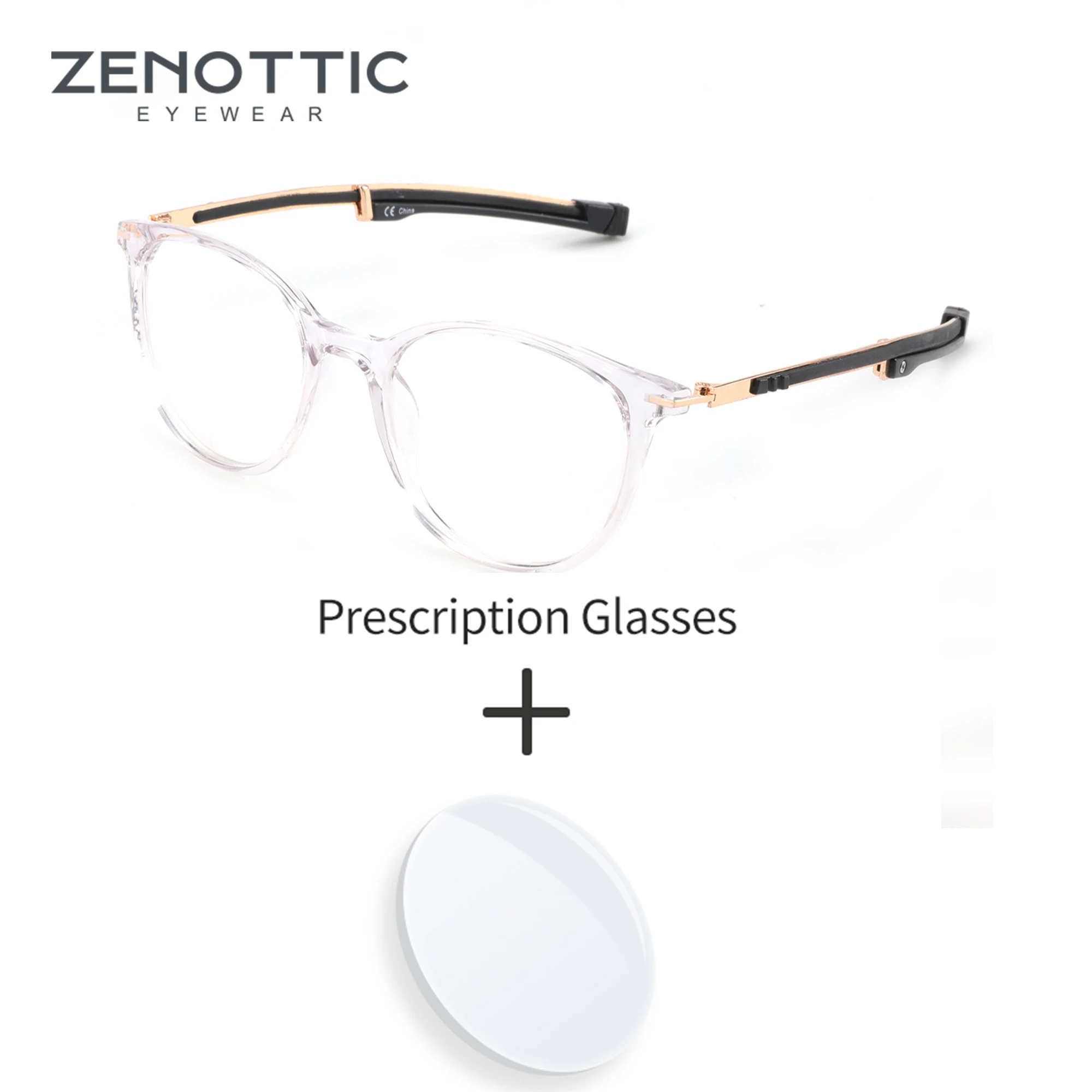 

ZENOTTIC Fashion Sports Magnetic Prescription Glasses Anti Blue Light Round Ultra Light TR90 Progressive Optical Eyeglasses