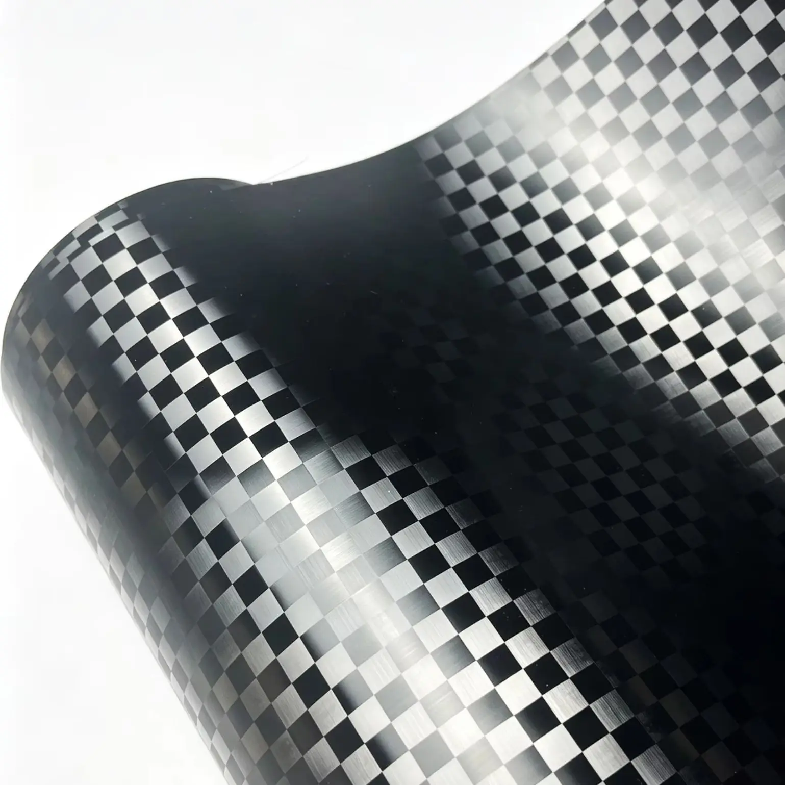 Premium PET Black Grid Checkered Carbon Fiber Vinyl Wrap Film With Air Release Self Adhesive DIY Car Motorcycle Bicycle Sticker