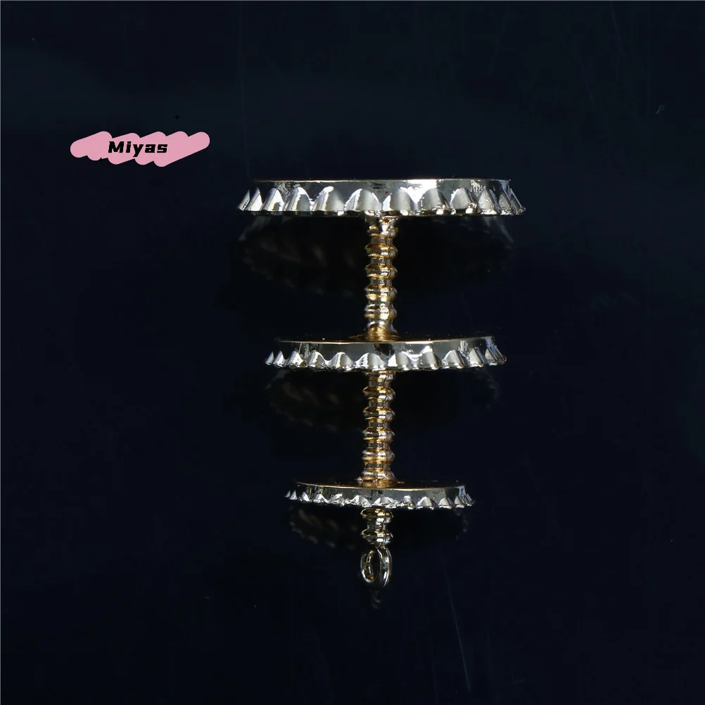 1Pc Miniature Dollhouse Three-Tier Cake Stand 1/12 Scale Simulation Dessert Snack Rack Decor Toy for Dollhouses