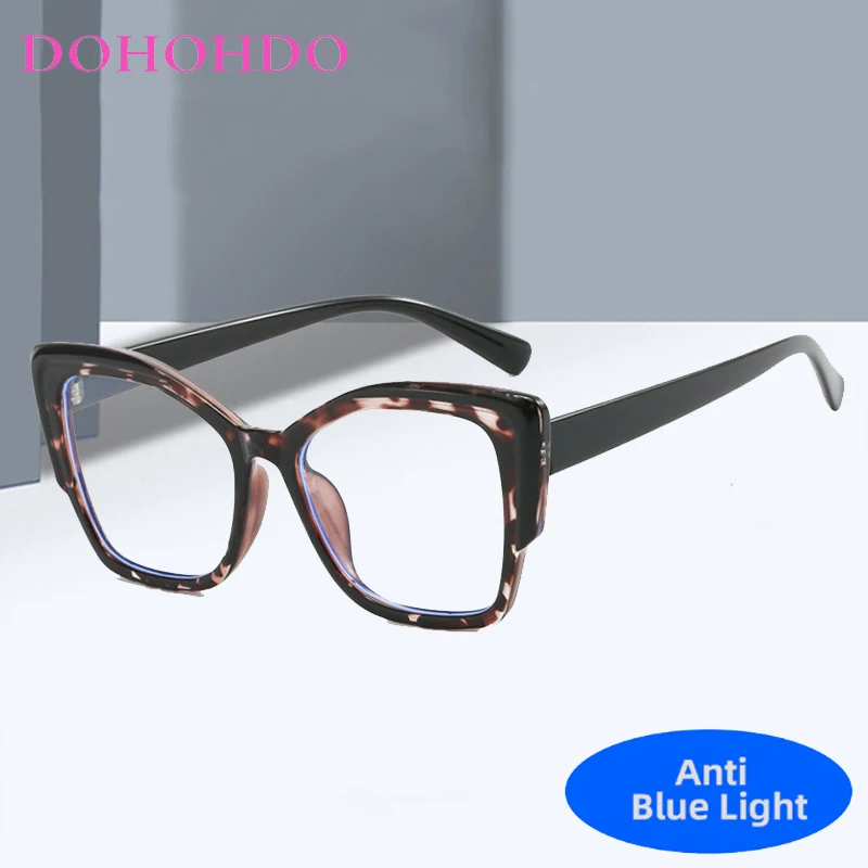 

TR90 Trendy Luxury Cat Eye Big Frame Anti Blue Light Glasses Women Men Brand Designer Optical Eyeglasses For Office Work Очки