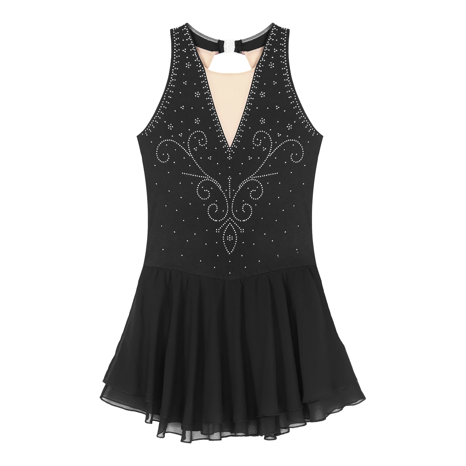 فستان رقص غنائي للكبار للنساء ، زي عصري بدون أكمام ، رقبة بحمالة رقبة ، فستان تزلج على شكل شخصية ، ملابس رقص على مسرح الباليه