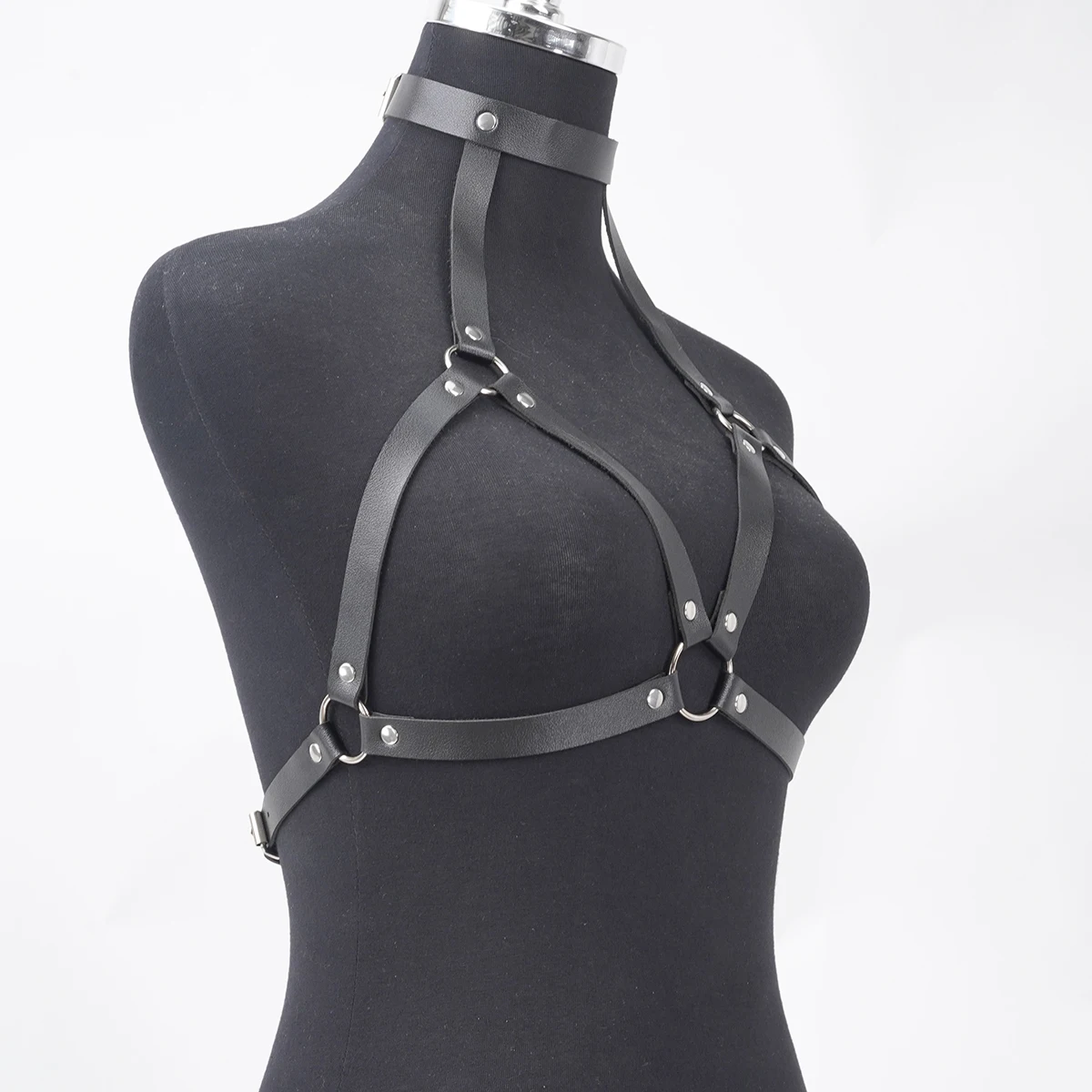 Harness PU Leather Women Gothic Adjustable Chest & Waist Harness Strap Fashion Body Accessory For Street Club Party Outfit
