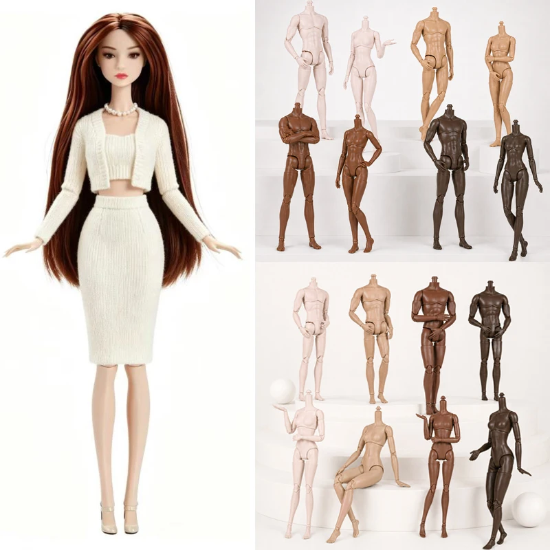 New Unique 1/6 Gen 2 Supermodel Doll Body Accessories Joints Movable 3 Skin Tones Female Figure Muscle Male Body For 30cm Doll