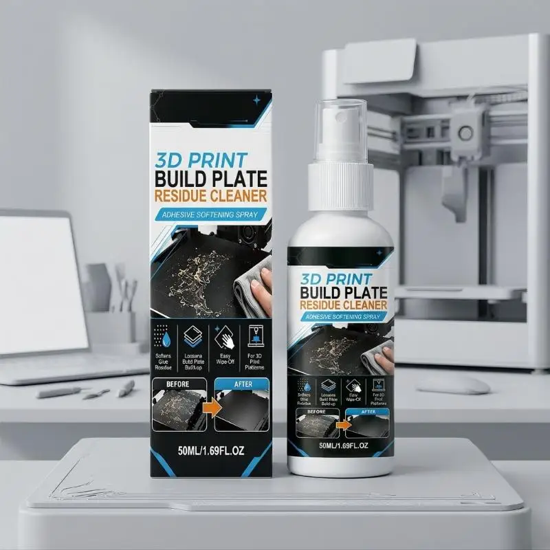 Build Plate Cleaner for 3D Printers, Single Bottle with Pump Applicator for Removing Debris During Before-Printing and 37JD