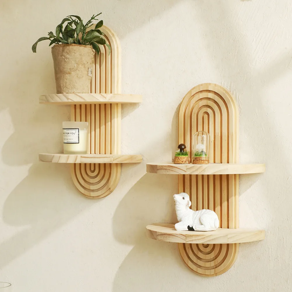 solid-wood-wall-planter-shelf-wooden-craft-home-decorbohemian-oval-threaded-creative