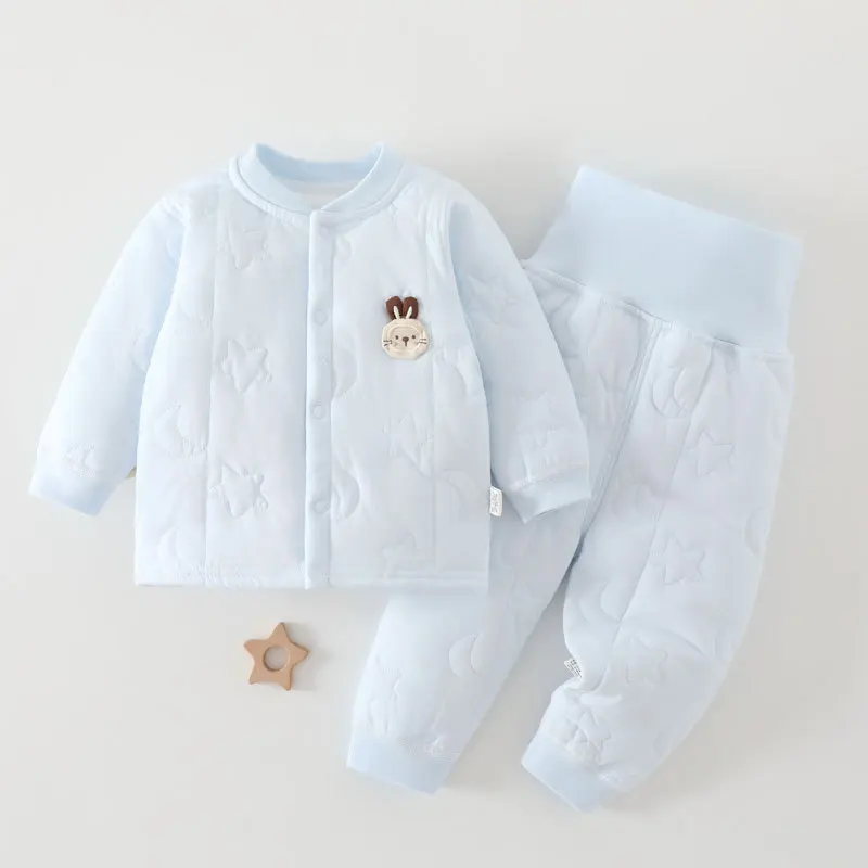 Somenie Autumn and Winter Baby Padded Set 40g Newborn Thermal Underwear Cardigan Baby Casual Coat