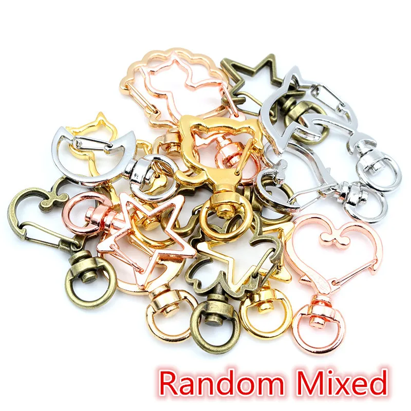 Cat Heart Snap Hook Clips, 10pcs Keychain Supplies