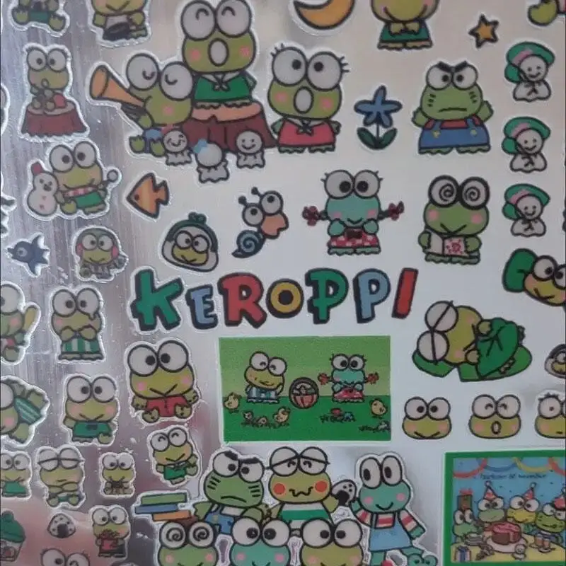 

Sanrio Cartoon Kero Kero Keroppi Pvc Transparent Waterproof Sticker Girl Guka Accessories Diy Phone Case Decoration Reward Toys