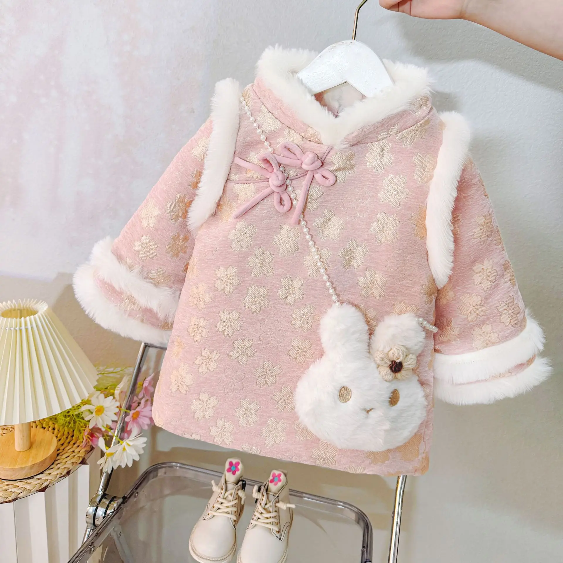 

Girls Dresses Winter 2024 Children Thick Velvet Dress for Baby Girl Clothes Kids Warm Costume Kids Princess Party Outfits Dress