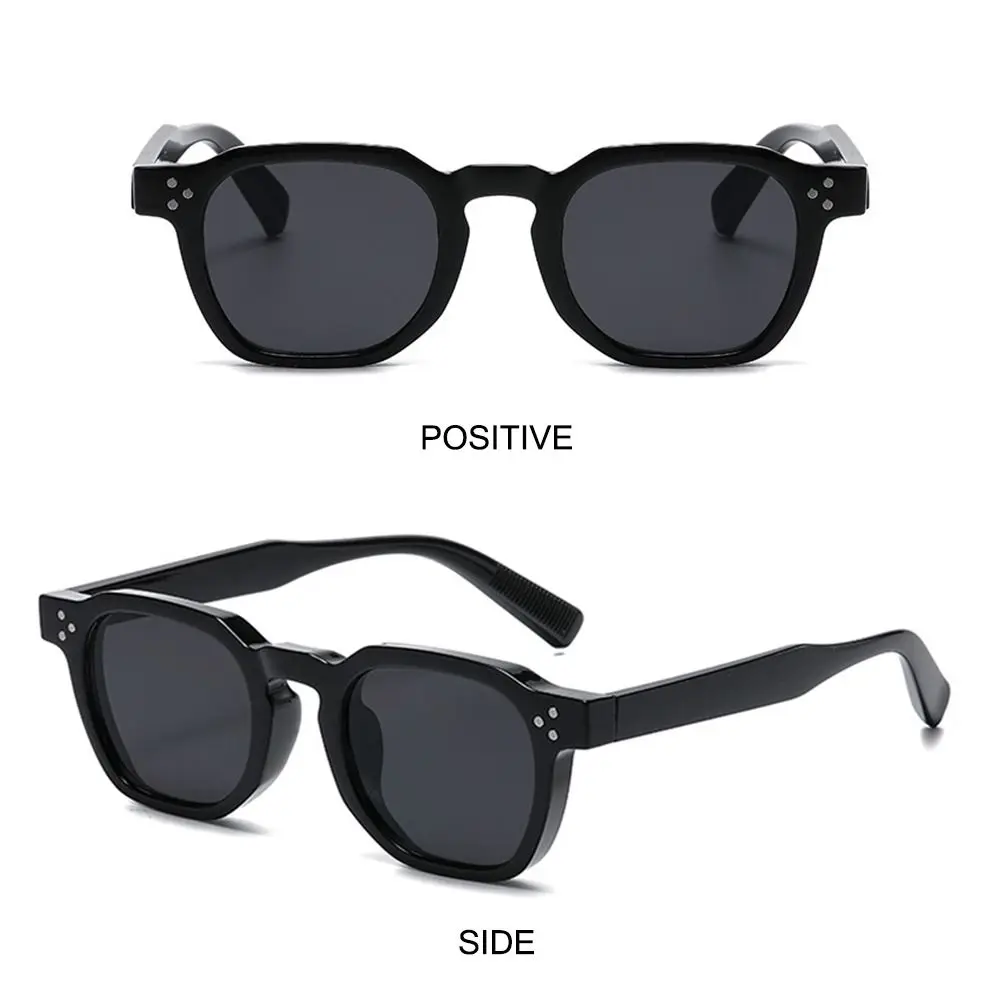 New Striped Temples Round Rivet Sunglasses UV Protection Vintage Driving Shades Retro Leopard Grey Eyewear for Women & Men