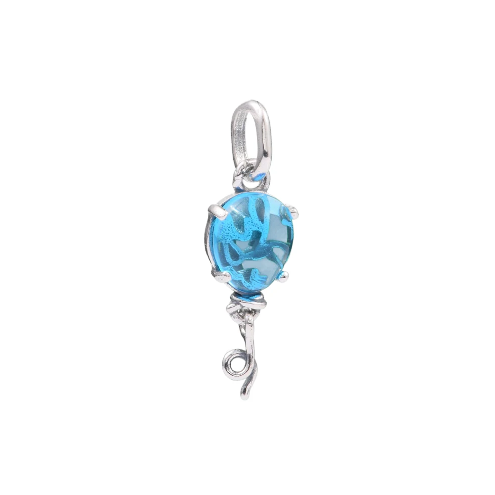 

Blue Murano Glass Balloon Dangle Keychain Women's Jewelry 925 Sterling Silver Charms Woman Kids Fashion Make Up Accessories