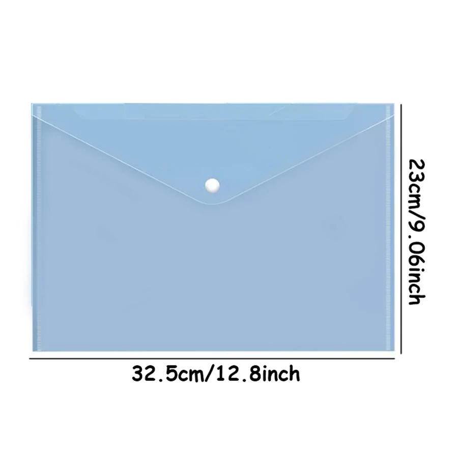 10pcs A4 Transparent Snap Button Style Document Storage Bag Daily Office File Sorting Organizing Folder Large Capacity File Bags