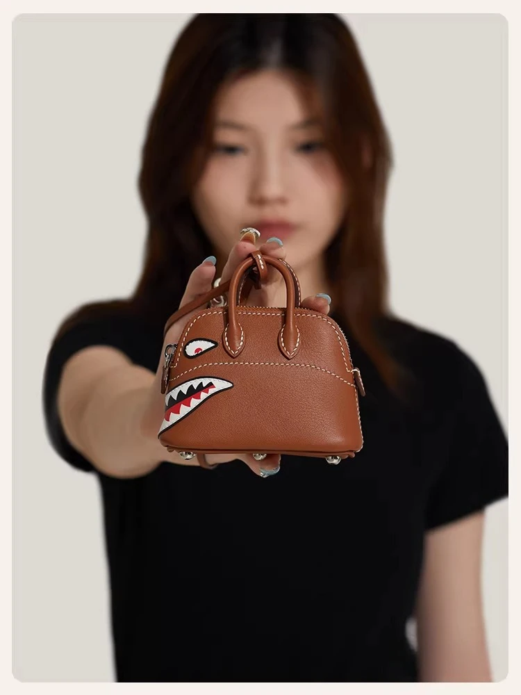 2026-new-trendy-shark-mini-bag-charm-hand-stitched-genuine-leather-luxury-earphone-case-car-hanging-ornament