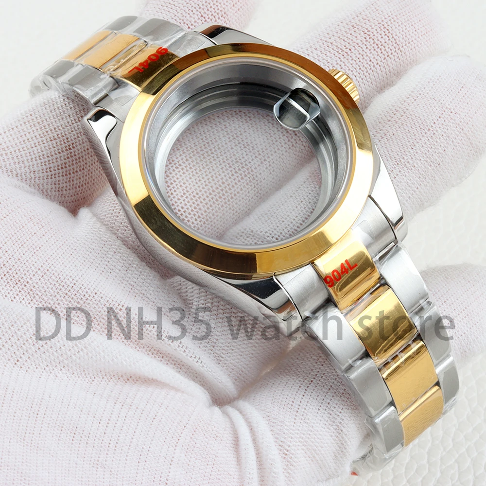 NH35 Watch Case 36/39mm Sapphire Glass 316L Stainless Steel Oyster Polished Bracelet for Datejust NH34 NH35 Movement 28.5mm Dial