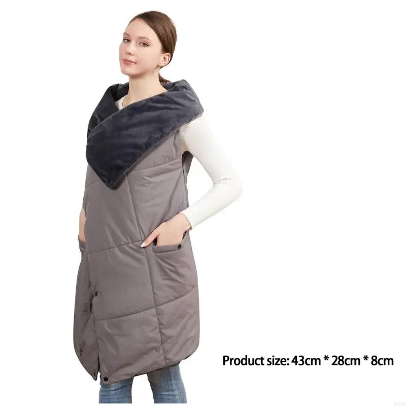 Heated Vest Electric Blanket Wearable Fleece Lined Heating Pad With Temperature For Indoor Outdoor Use Machine Washable B03E - Image 6
