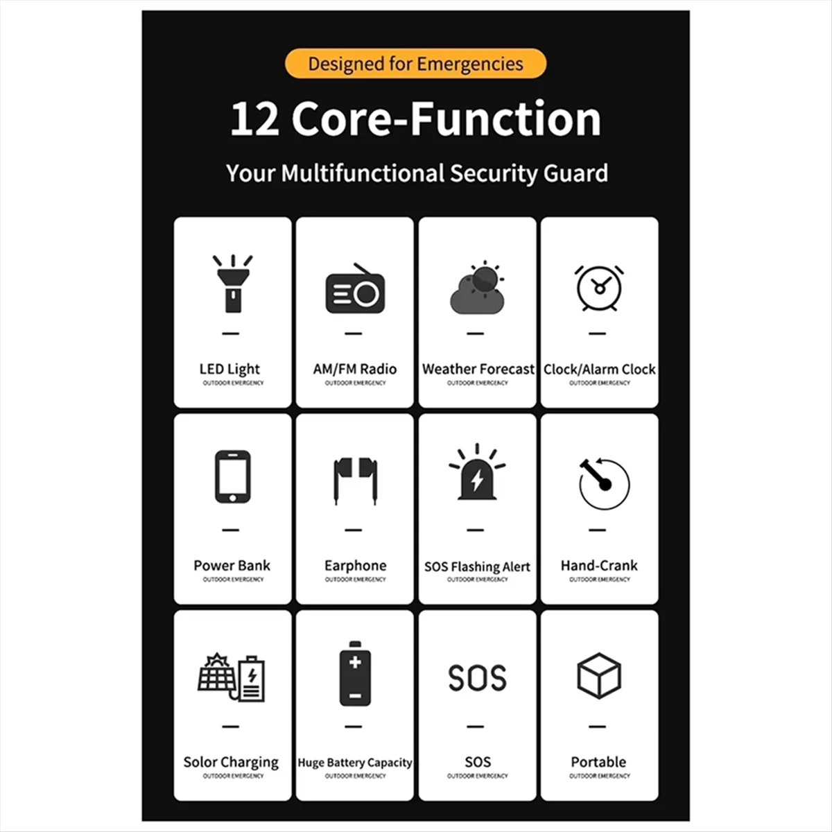 【nouveau-coup-d'utilisation-】radio-d'urgence-portable-radio-solaire-rechargeable-mini-fm-am-radio-a-manivelle-avec-lampe-de-poche-led-batterie-externe