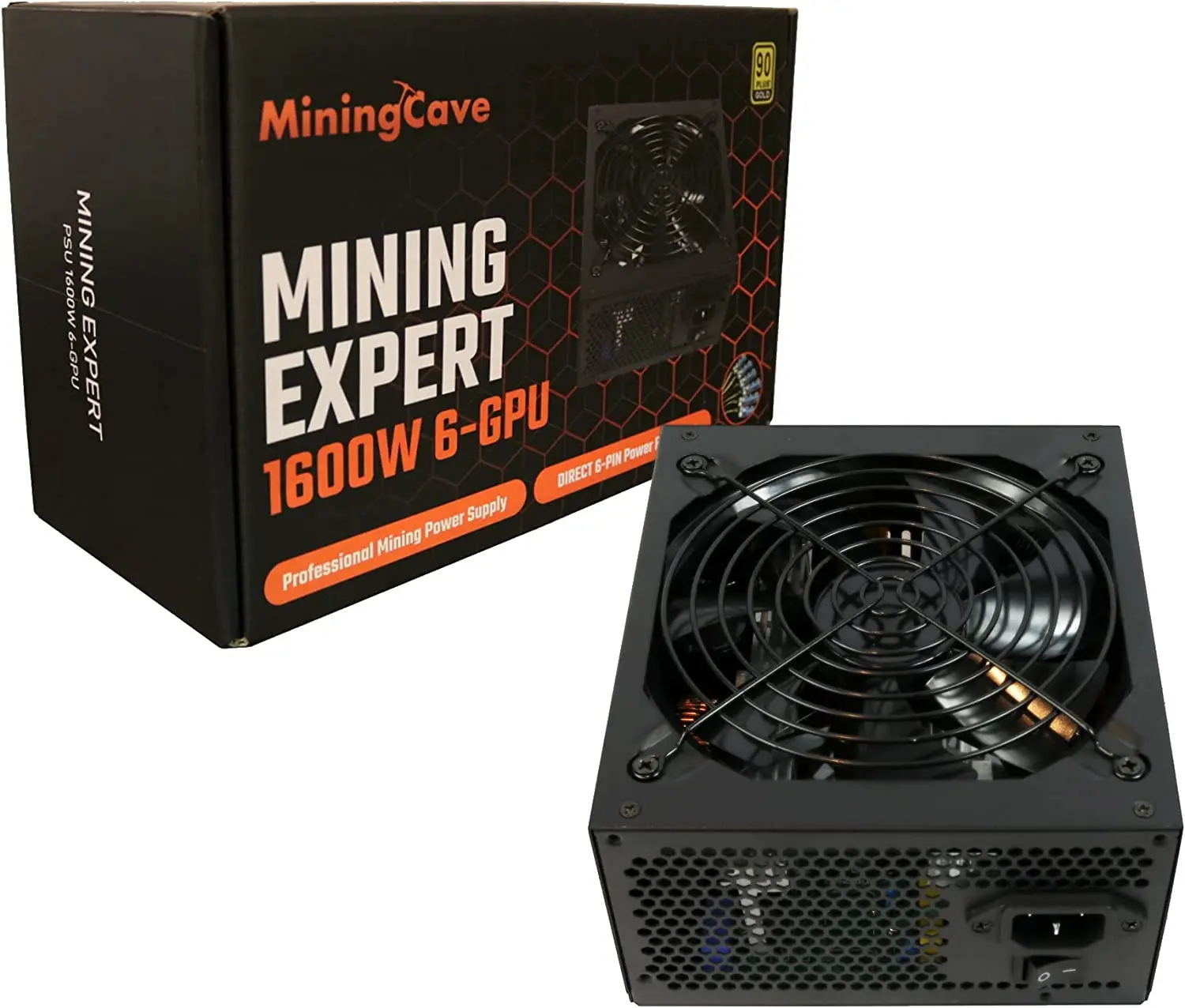 

1600W PC PSU For Miner MiningCave Mining Power Supply 1600W Direct 6 PIN to Riser for 6 GPU