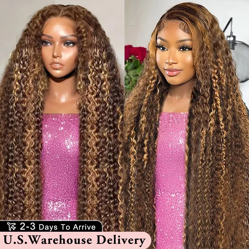

30Inch Highlight Wigs Human Hair 13x Deep Wave Lace Front Wigs Human Hair 13x5 4/27 Коричневый Ombre Цветной Парик Человеческих Волос Для Женщин