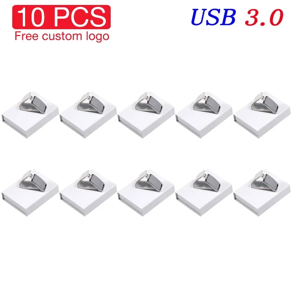 JASTER 10 PCS LOT USB 3.0 Flash Drive Free Custom Logo 128GB Pen Drive Leather Memory Stick White Box Pendrive 64GB Color Print